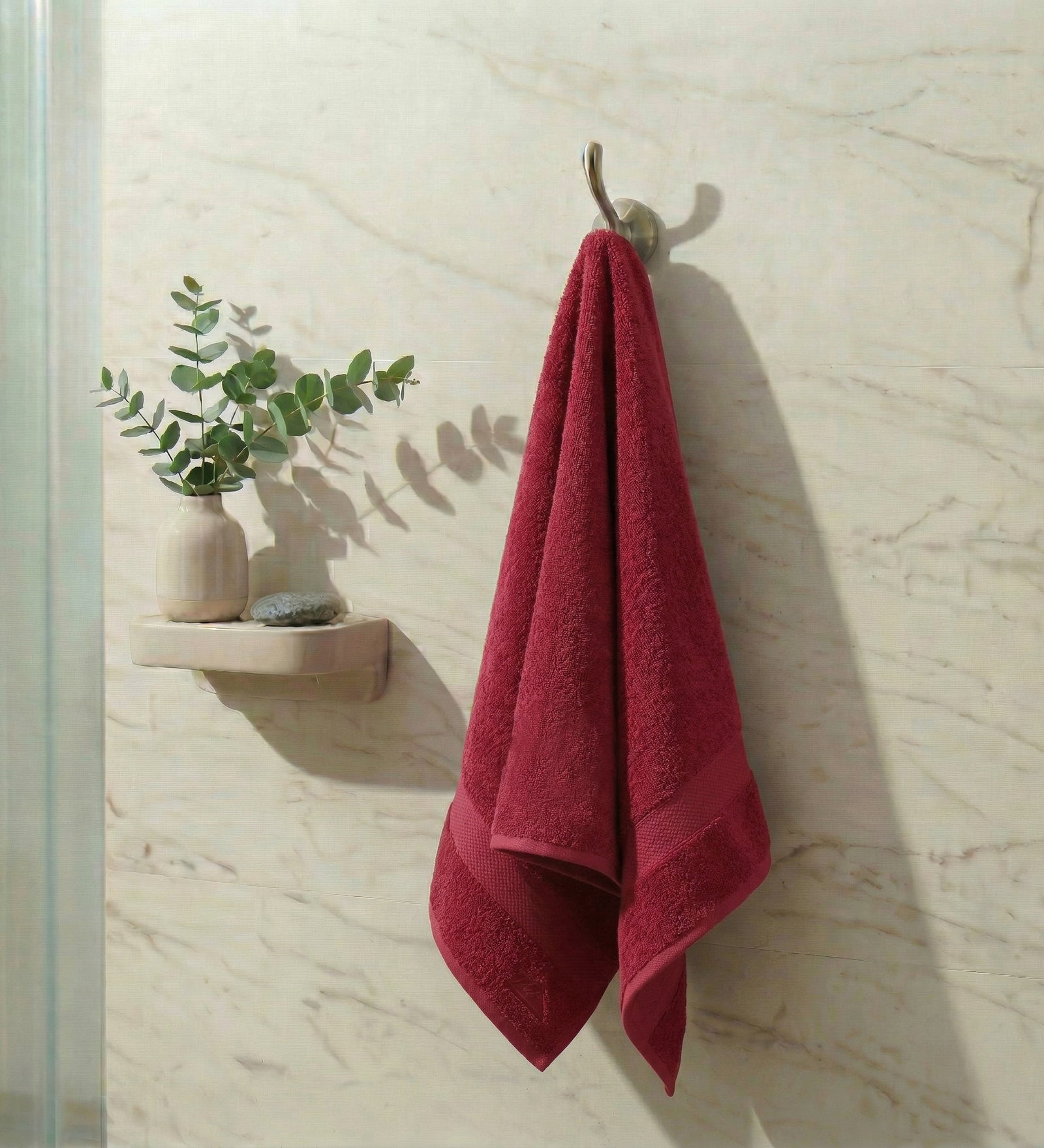 Rose Red Pure Cotton Solid 380 GSM Bath Towel 1 Piece (Jazz Collection)
