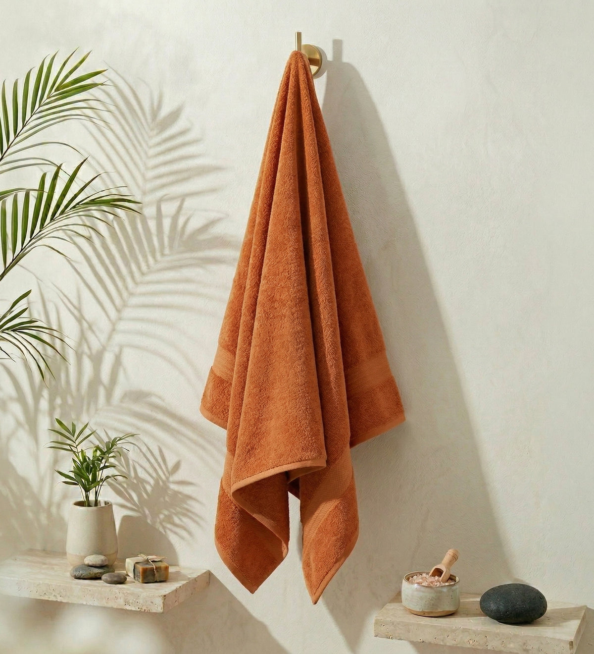 Orange Pure Cotton Solid 380 GSM Bath Towel 1 Piece (Jazz Collection)