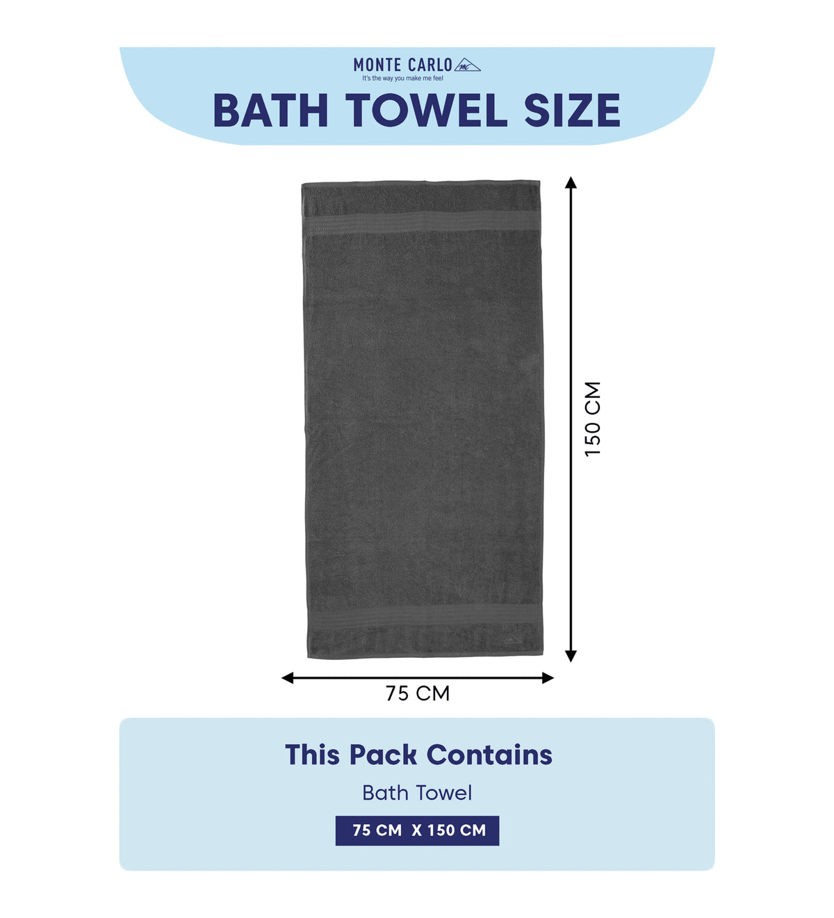 Grey Pure Cotton Solid 380 GSM Bath Towel 1 Piece (Jazz Collection)