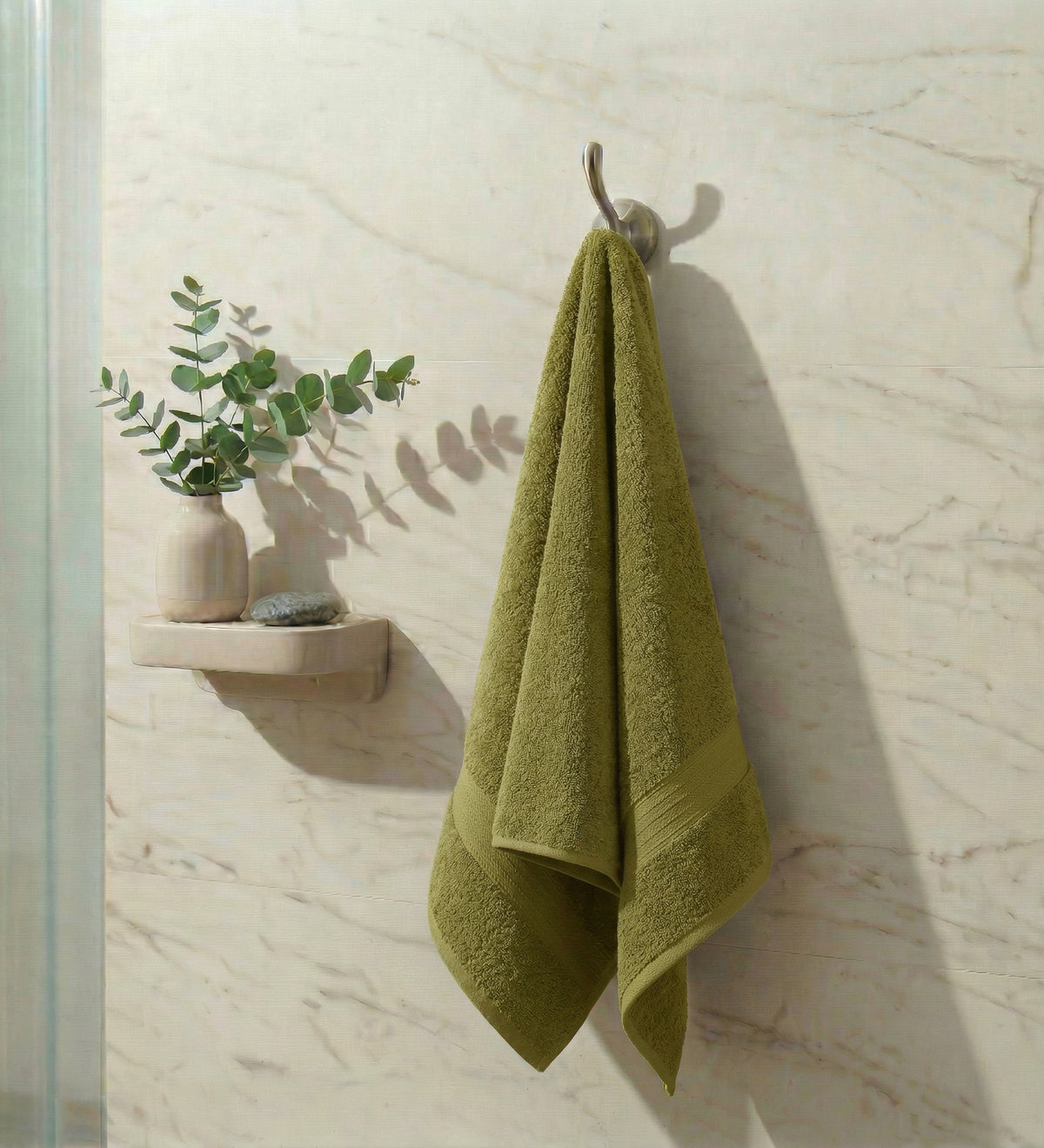 Olive Pure Cotton Solid 380 GSM Bath Towel 1 Piece (Jazz Collection)
