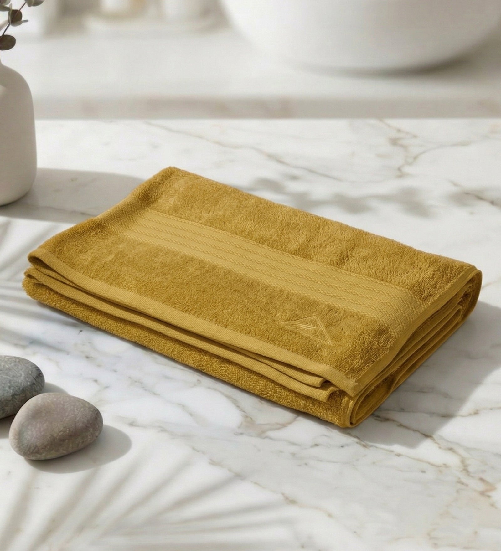 Yellow & Green Pure Cotton Solid 380 GSM Bath Towel 1 Piece (Jazz Collection)