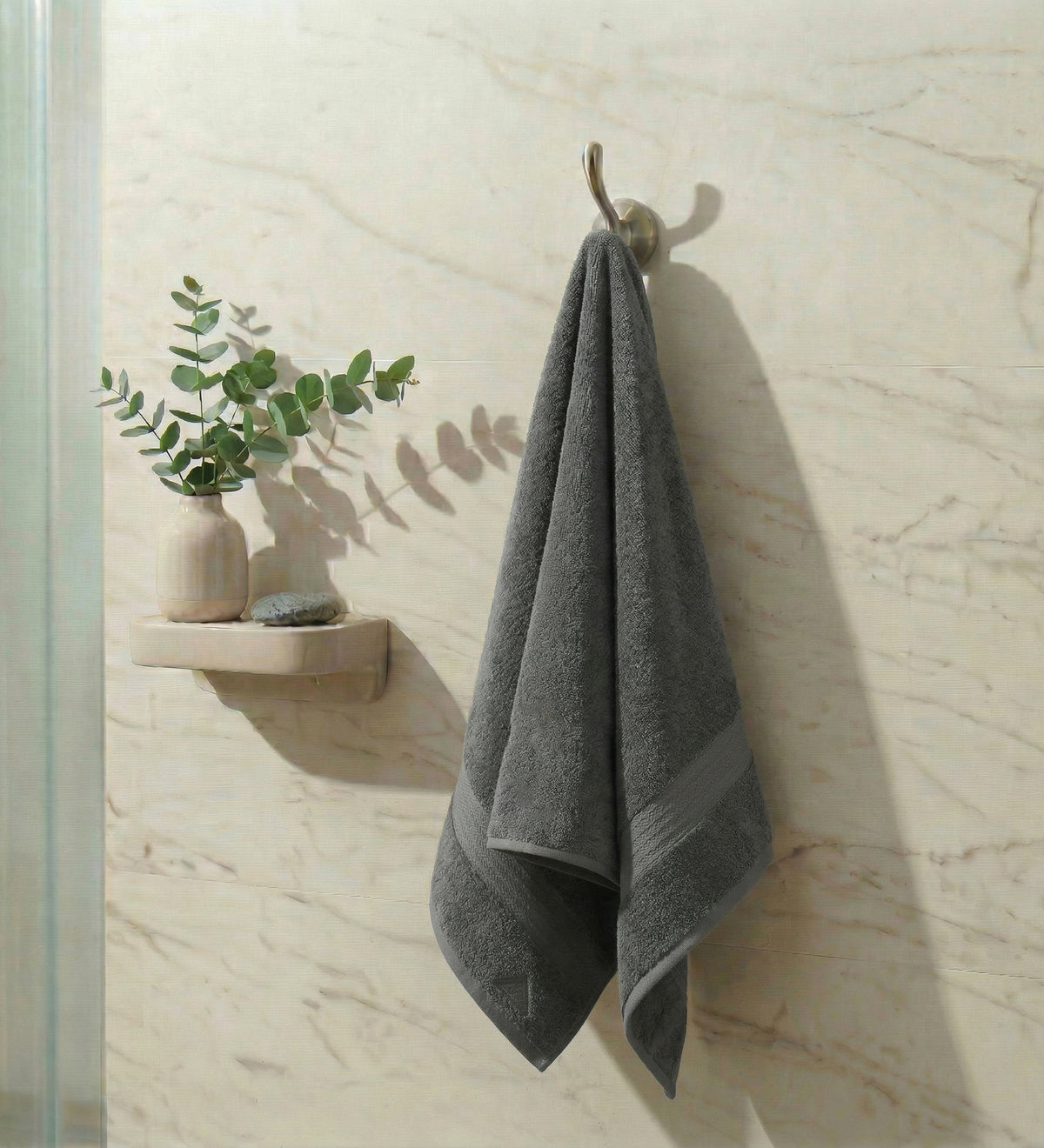 Grey Pure Cotton Solid 380 GSM Bath Towel 1 Piece (Jazz Collection)