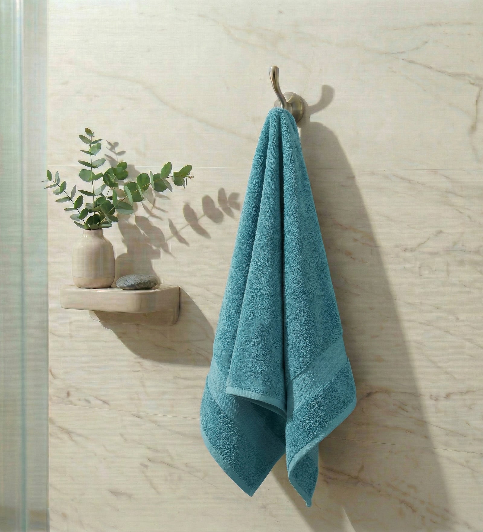 Teal Blue Pure Cotton Solid 380 GSM Bath Towel 1 Piece (Jazz Collection)