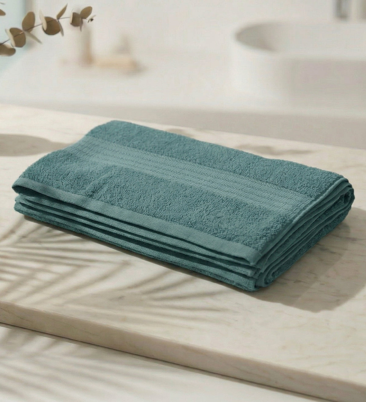 Turquoise Blue Pure Cotton Solid 380 GSM Bath Towel 1 Piece (Jazz Collection)