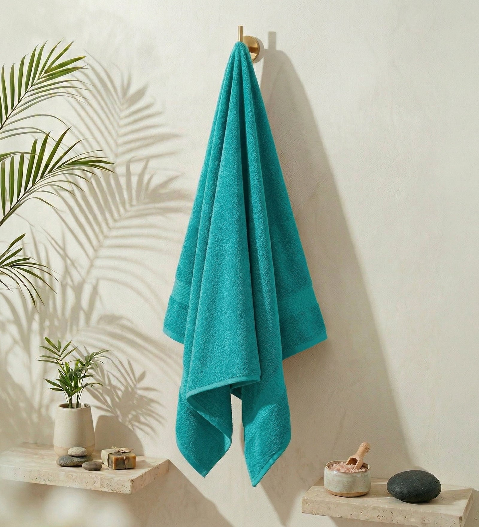 Sea Green Pure Cotton Solid 380 GSM Bath Towel 1 Piece (Jazz Collection)