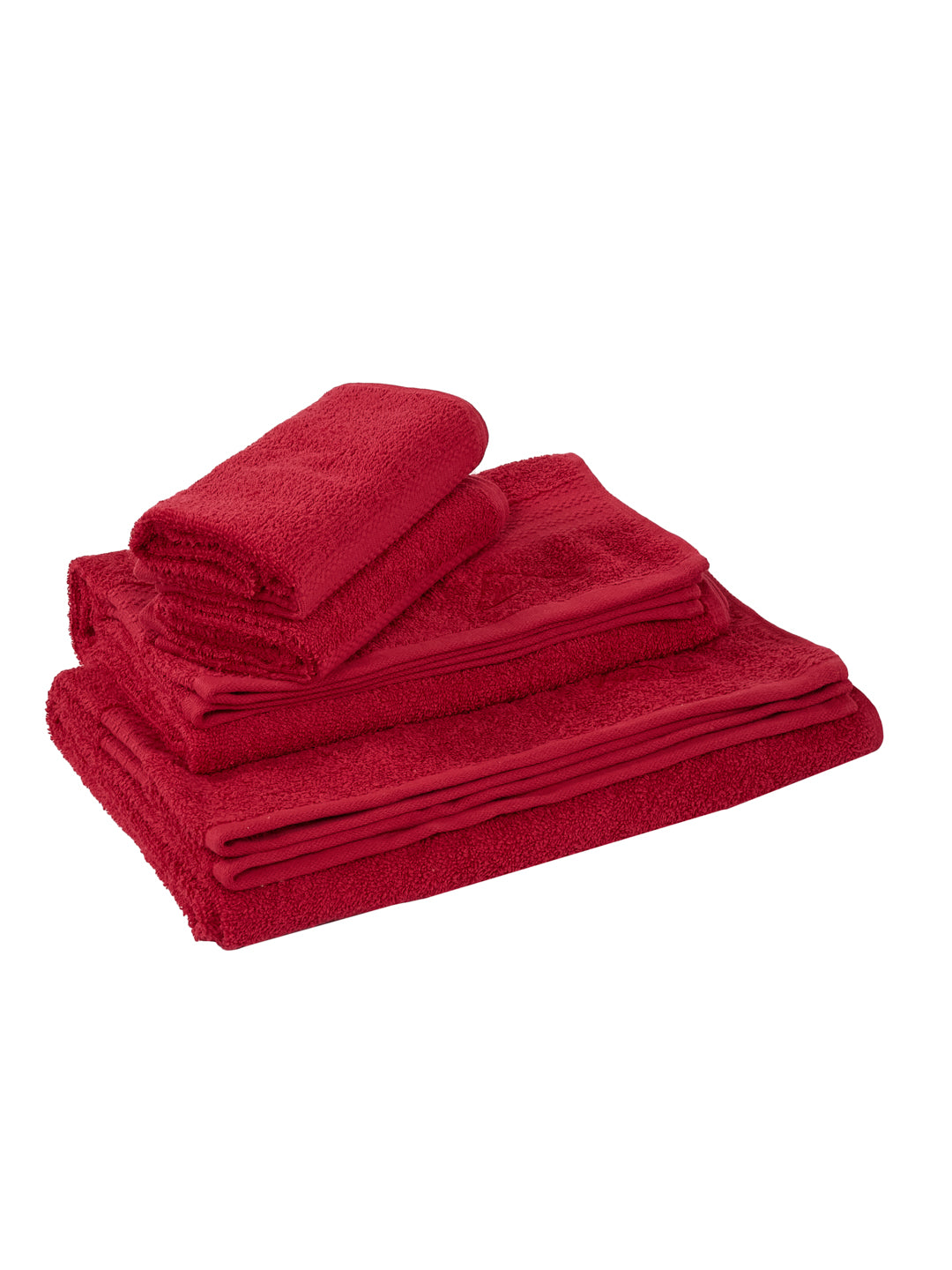 Rose Red 100% Cotton Solid 380 GSM Bath Towel Jazz 4 Pc Set Gifting Box Pack