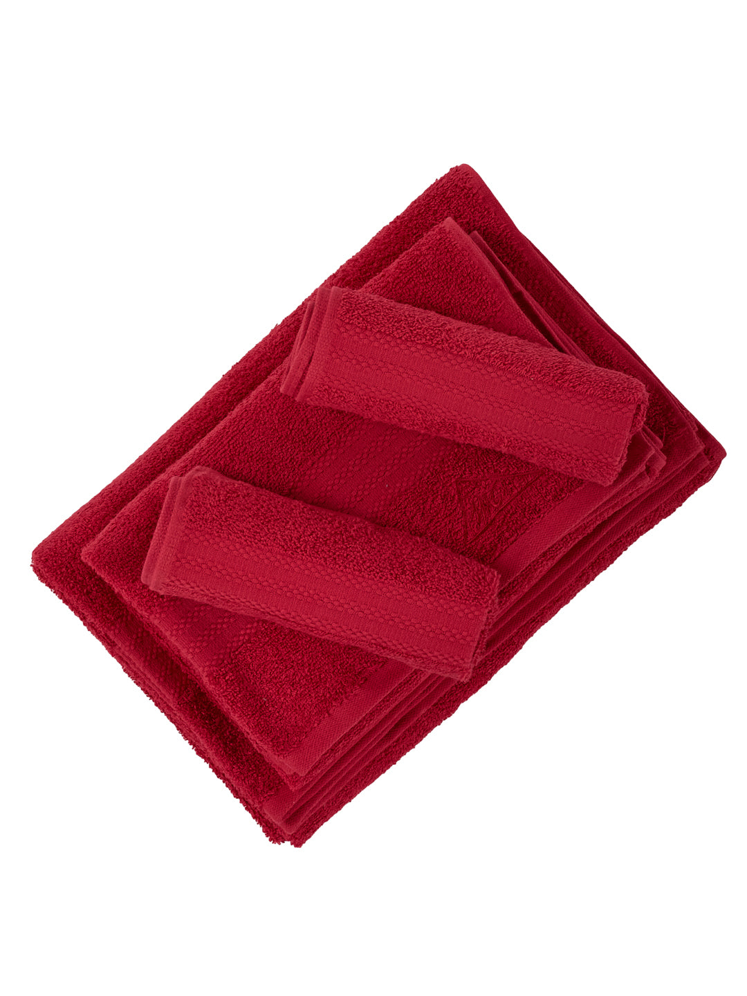 Rose Red 100% Cotton Solid 380 GSM Bath Towel Jazz 4 Pc Set Gifting Box Pack