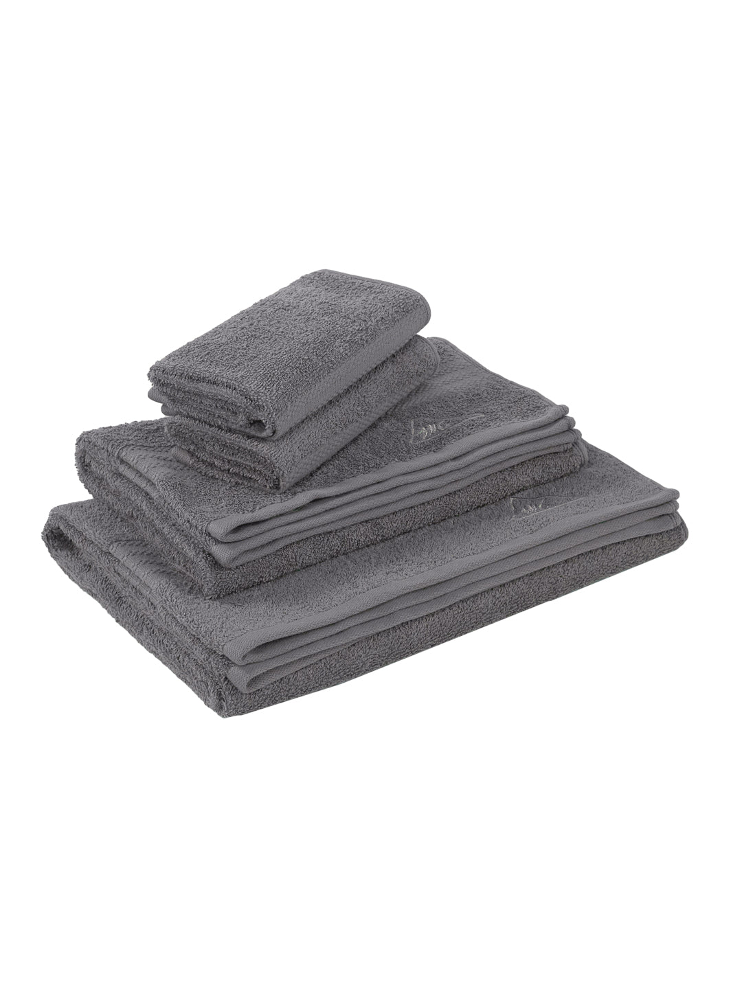 Grey 100% Cotton Solid 380 GSM Bath Towel Jazz 4 Pc Set Gifting Box Pack