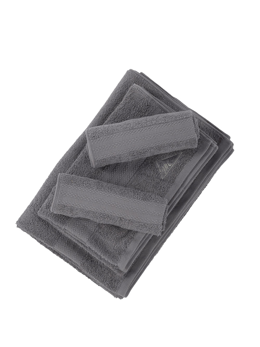 Grey 100% Cotton Solid 380 GSM Bath Towel Jazz 4 Pc Set Gifting Box Pack
