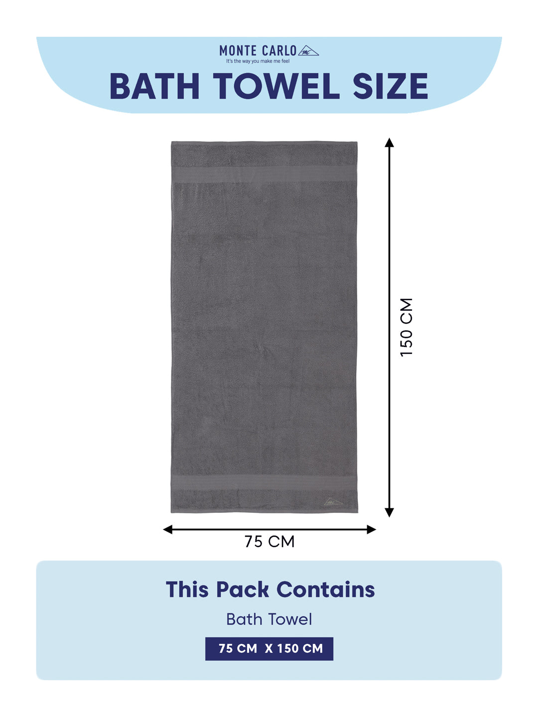 Grey 100% Cotton Solid 380 GSM Bath Towel Jazz 4 Pc Set Gifting Box Pack
