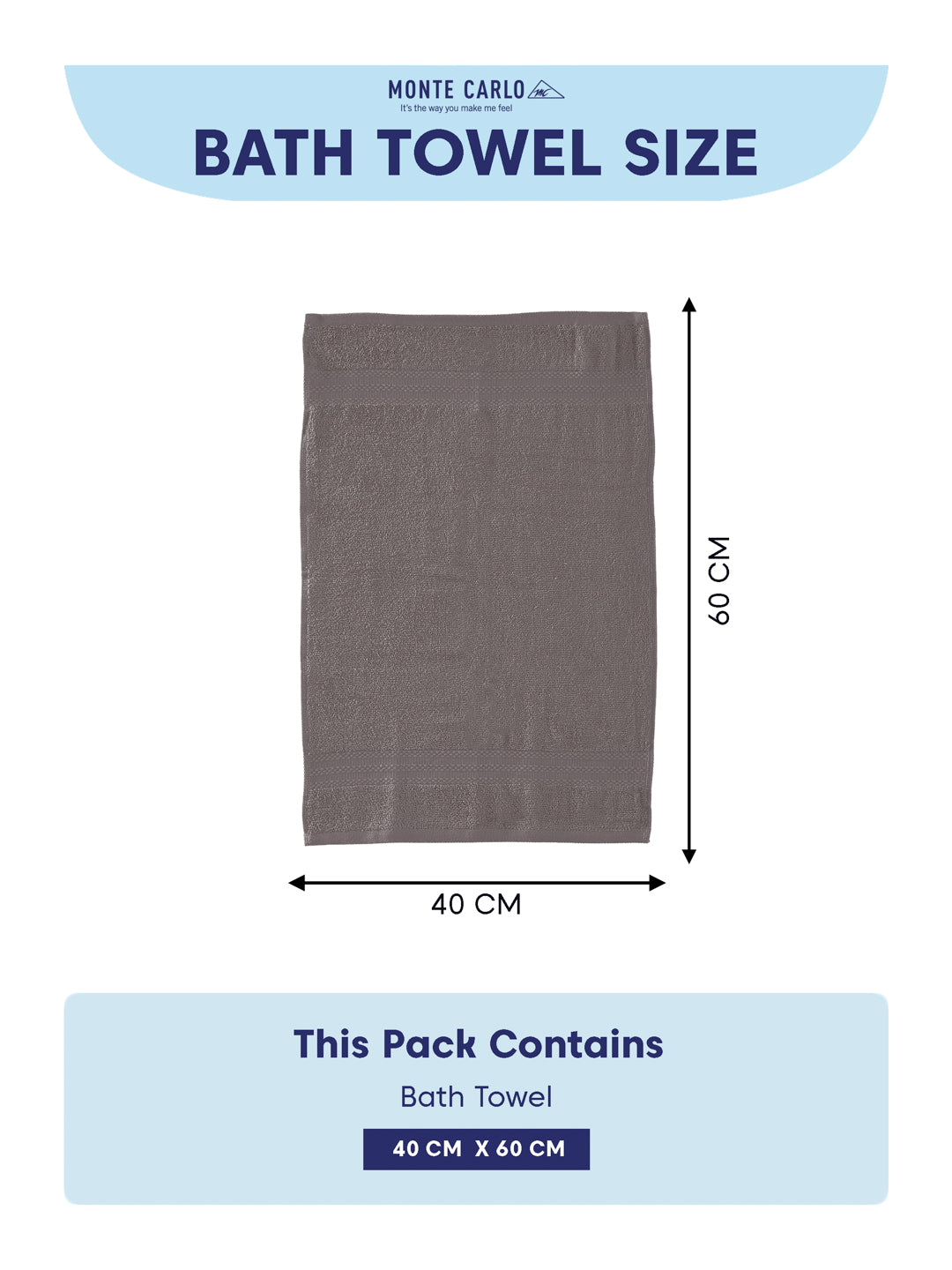 Grey 100% Cotton Solid 380 GSM Bath Towel Jazz 4 Pc Set Gifting Box Pack