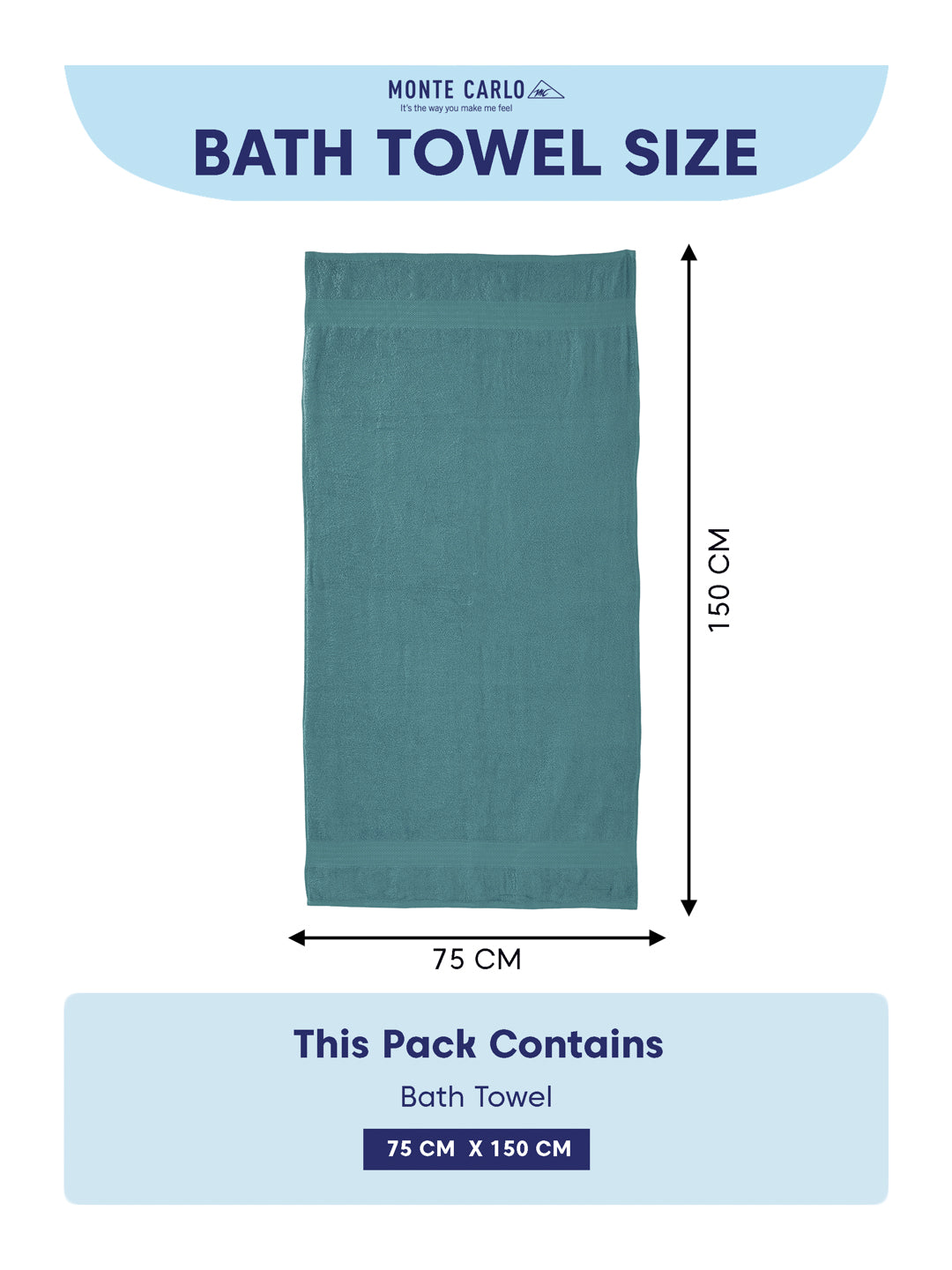 Blue 100% Cotton Solid 380 GSM Bath Towel Jazz 4 Pc Set Gifting Box Pack