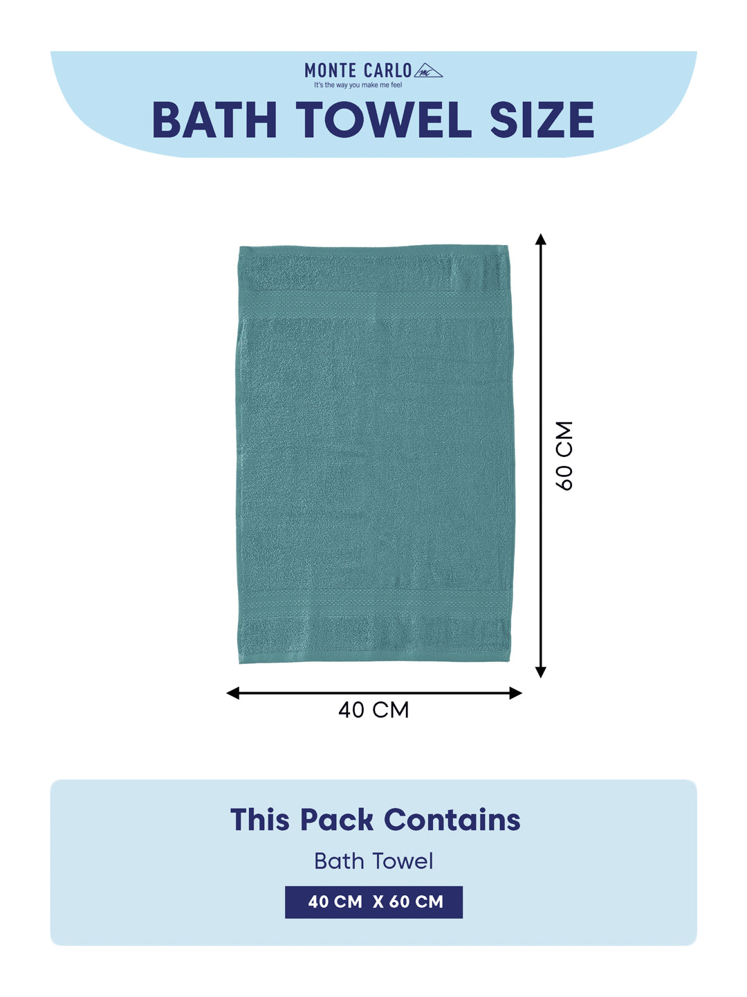 Blue 100% Cotton Solid 380 GSM Bath Towel Jazz 4 Pc Set Gifting Box Pack
