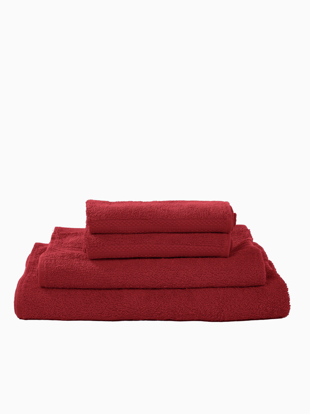Red 100% Cotton Solid 380 GSM Bath Towel Jazz 4 Pc Set Gifting Box Pack