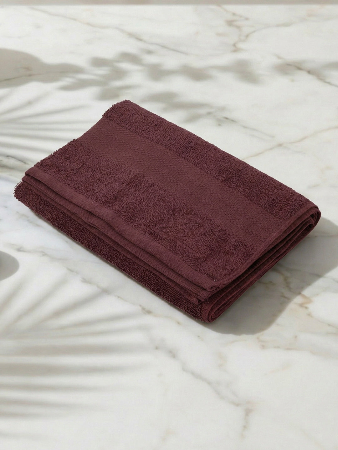 Essential Maroon 100% Cotton Solid 380 GSM Bath Towel Jazz Small 1 Pc Pvc Pack