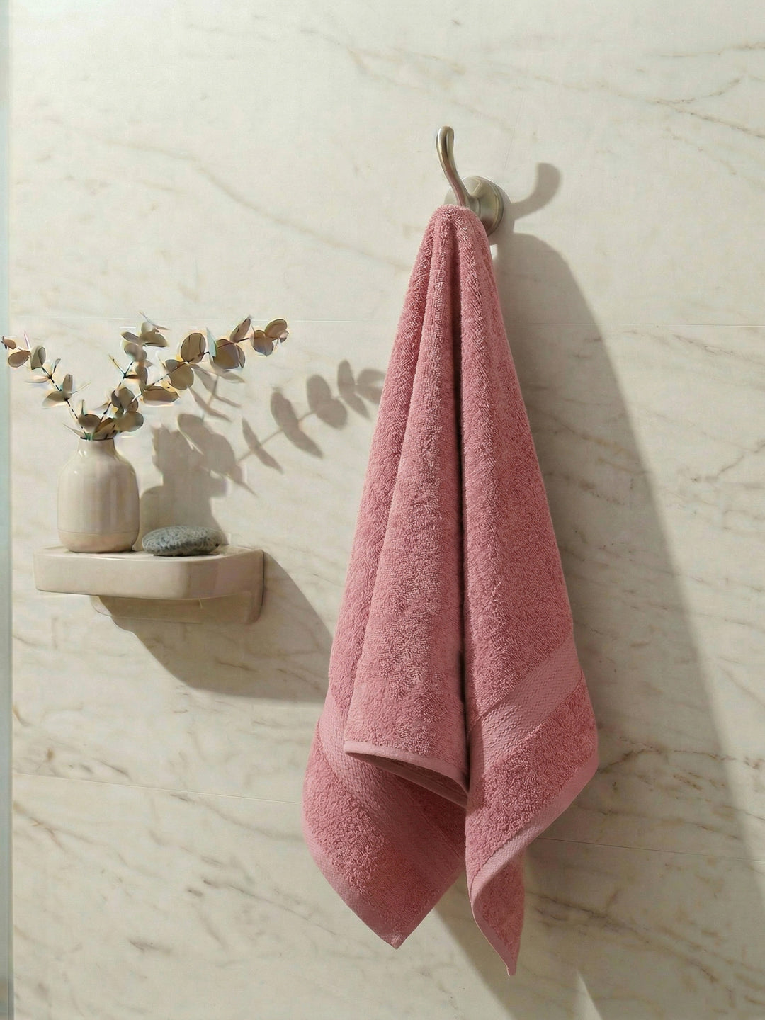 Essential Quartz Pink 100% Cotton Solid 380 GSM Bath Towel Jazz Small 1 Pc Pvc Pack