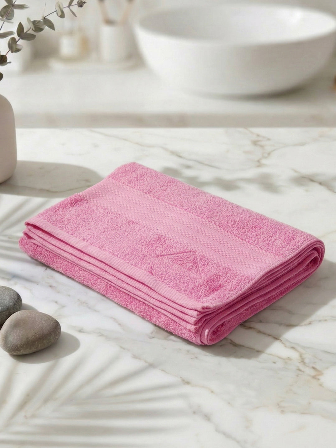 Essential Light Pink 100% Cotton Solid 380 GSM Bath Towel Jazz Small 1 Pc Pvc Pack