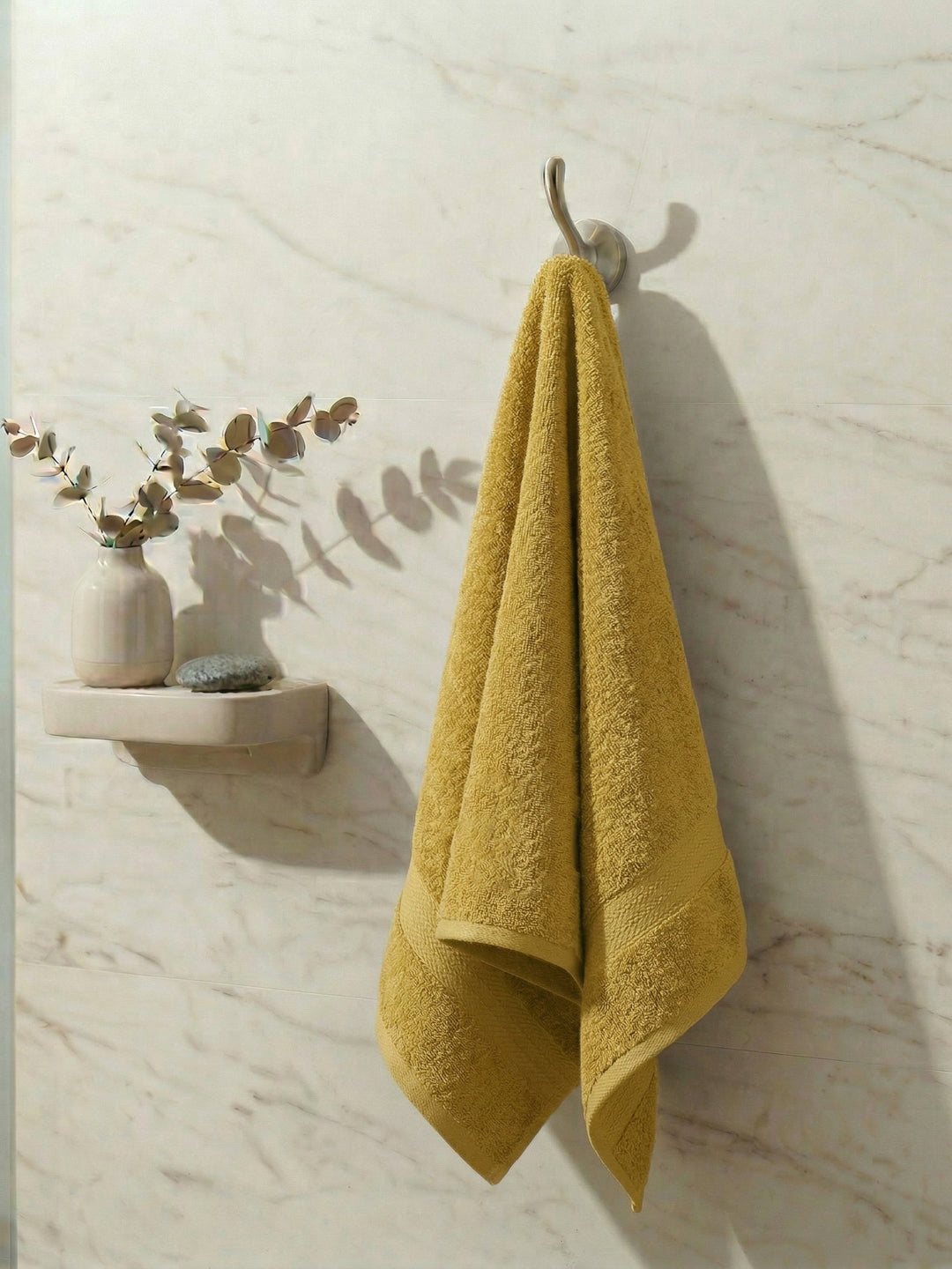 Essential Mustard Yellow 100% Cotton Solid 380 GSM Bath Towel Jazz Small 1 Pc Pvc Pack