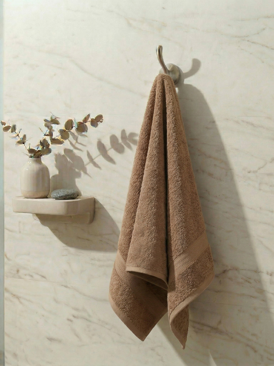 Essential Beige 100% Cotton Solid 380 GSM Bath Towel Jazz Small 1 Pc Pvc Pack