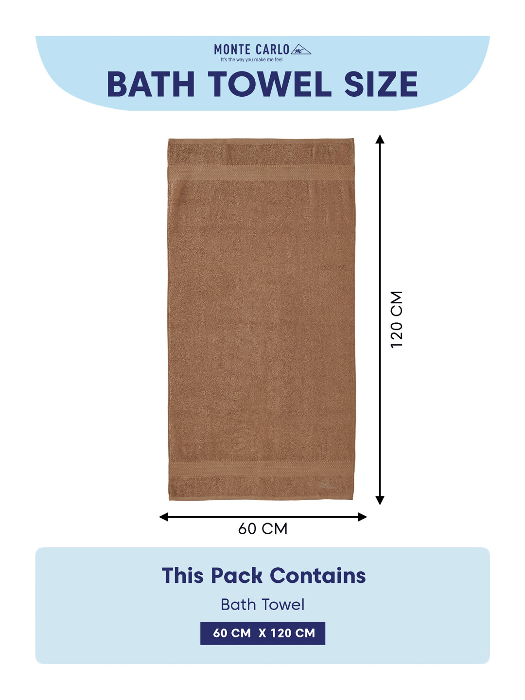 Essential Beige 100% Cotton Solid 380 GSM Bath Towel Jazz Small 1 Pc Pvc Pack