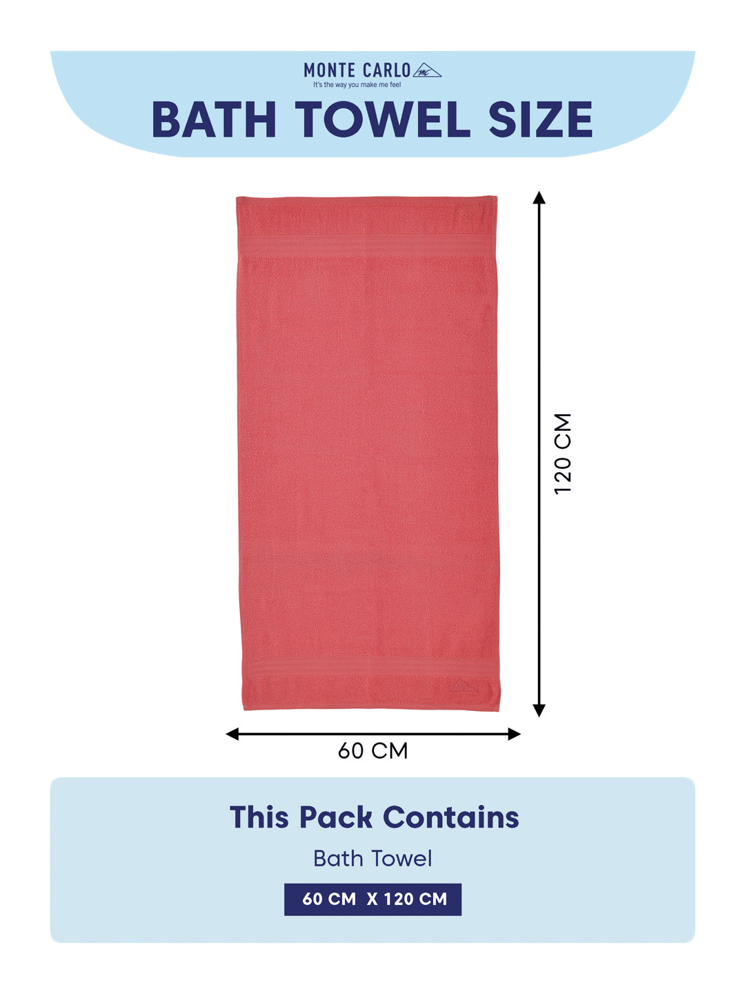Essential Peach 100% Cotton Solid 380 GSM Bath Towel Jazz Small 1 Pc Pvc Pack