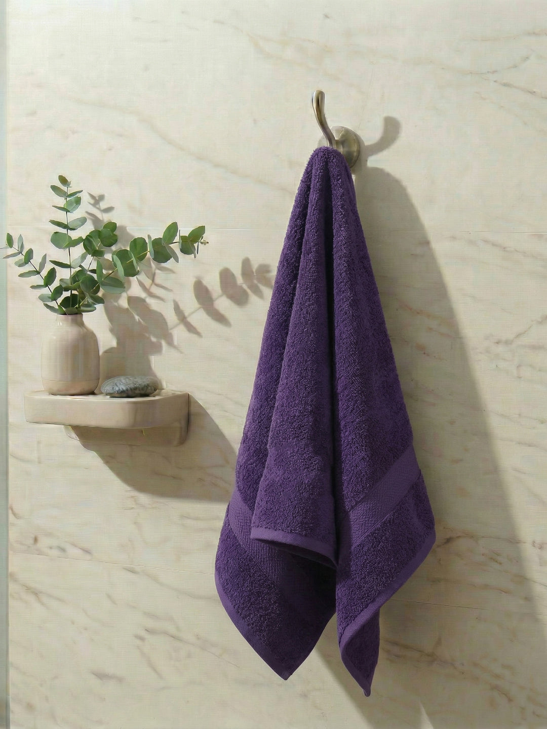 Essential Purple 100% Cotton Solid 380 GSM Bath Towel Jazz Small 1 Pc Pvc Pack