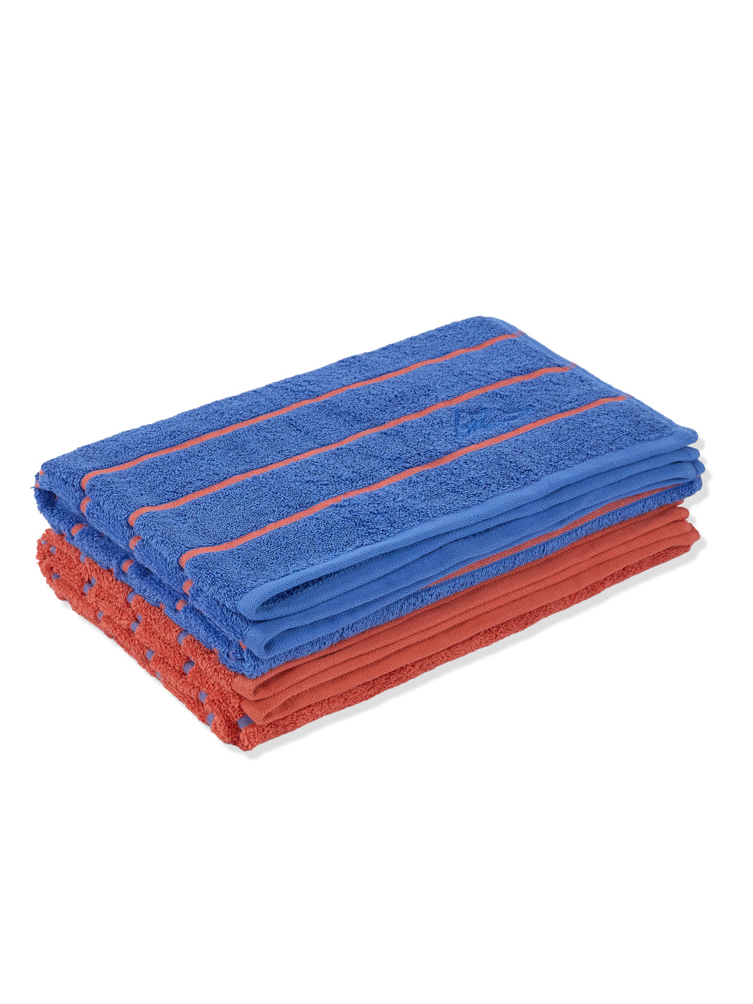 Orange & Blue 100% Cotton Solid 480 GSM Bath Towel King & Queen 2 Pc Set Gifting Box Pack