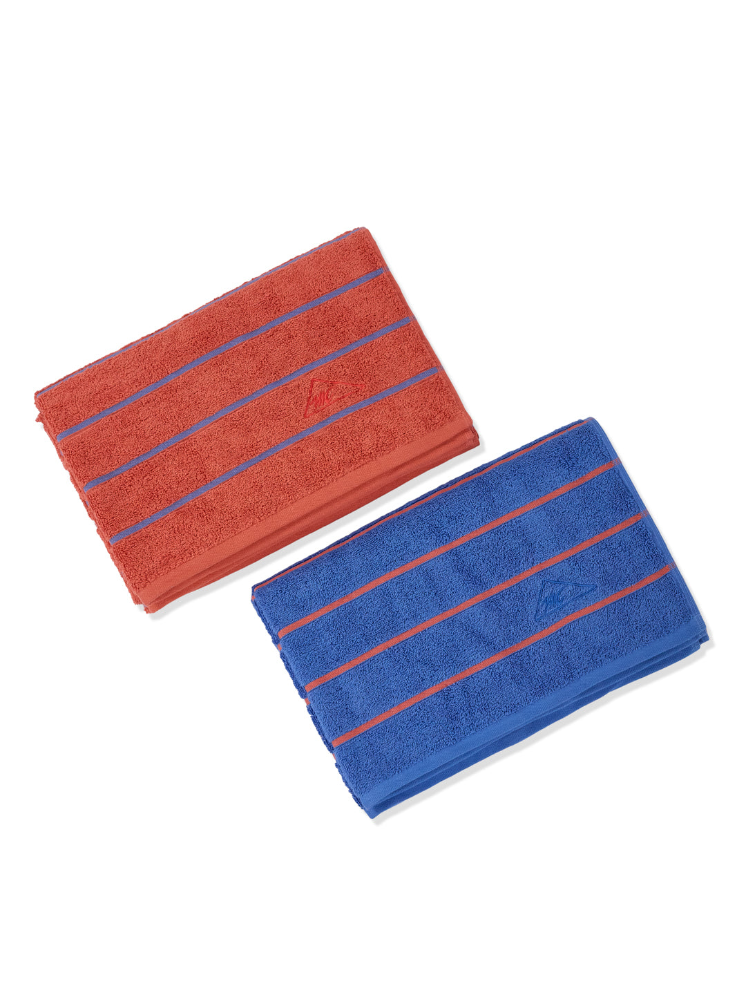 Orange & Blue 100% Cotton Solid 480 GSM Bath Towel King & Queen 2 Pc Set Gifting Box Pack