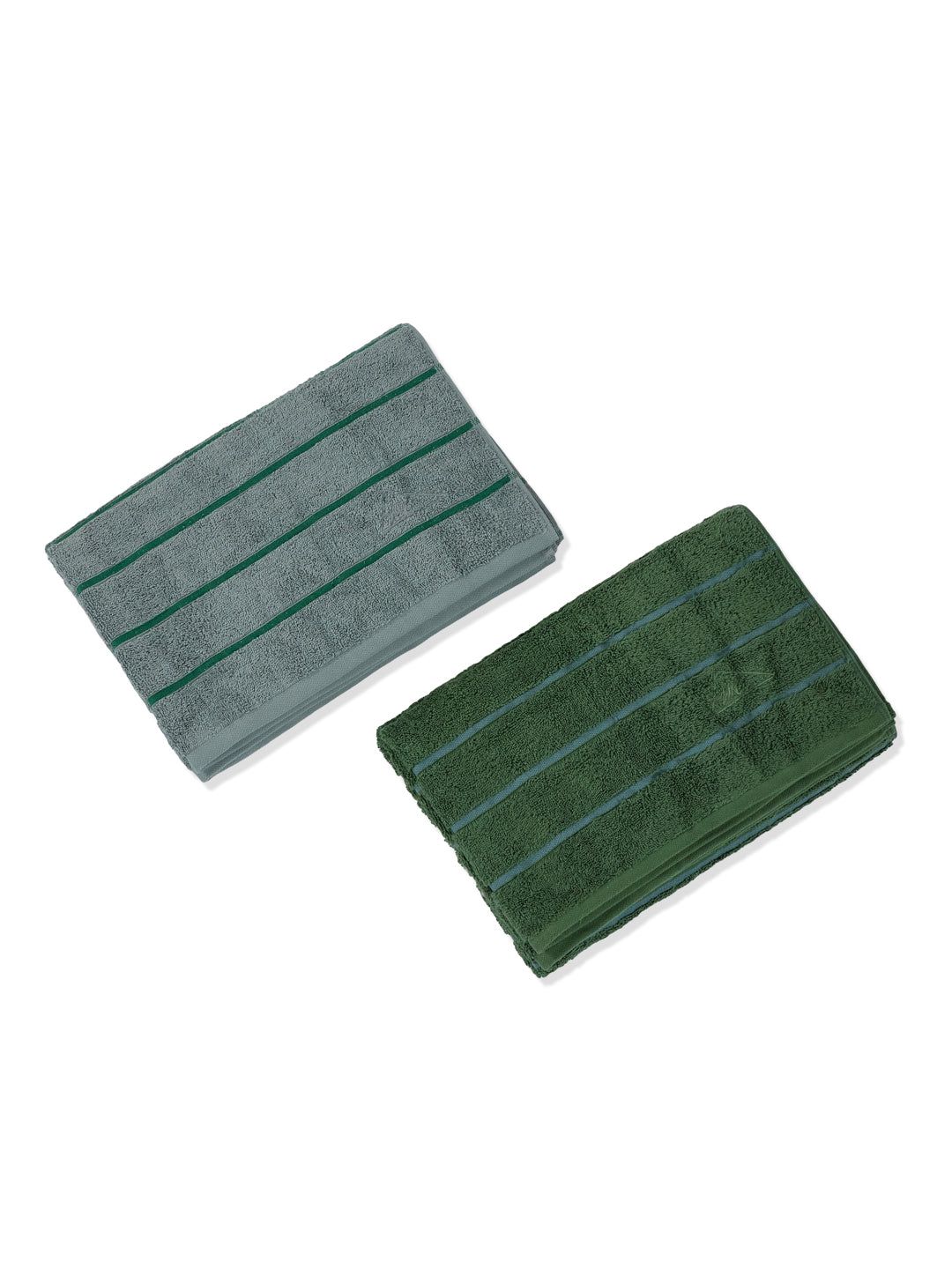 Dusty Blue & Green 100% Cotton Solid 480 GSM Bath Towel King & Queen 2 Pc Set Gifting Box Pack
