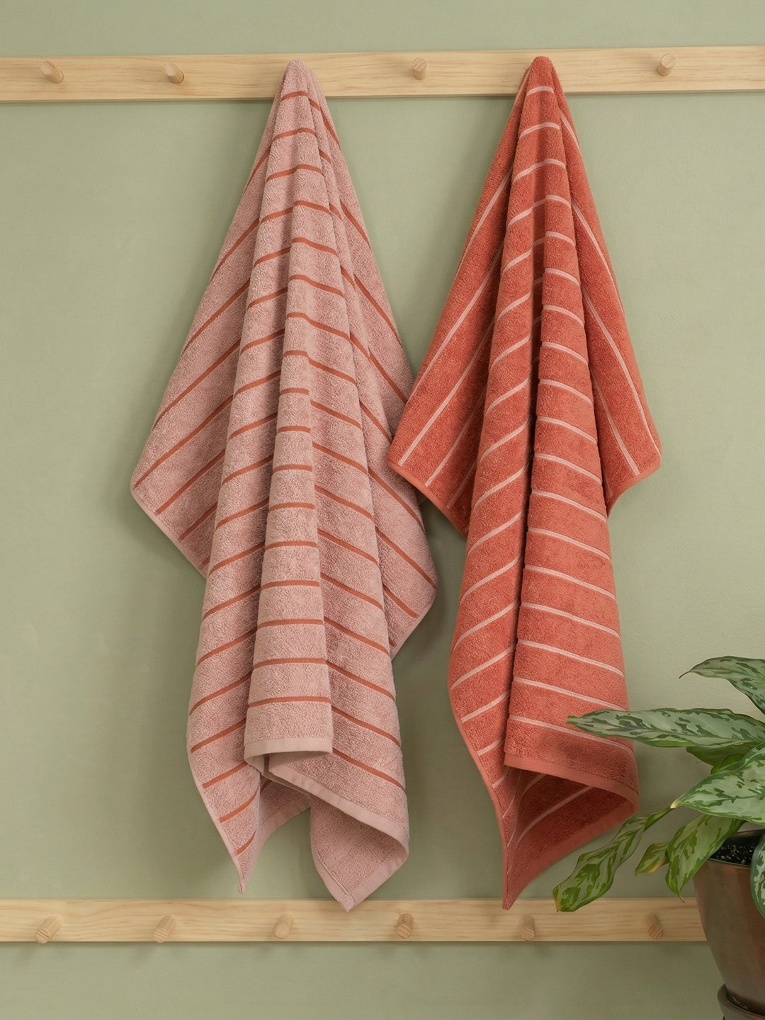 Dusty Brown & Light Brown 100% Cotton Solid 480 GSM Bath Towel King & Queen 2 Pc Set Gifting Box Pack