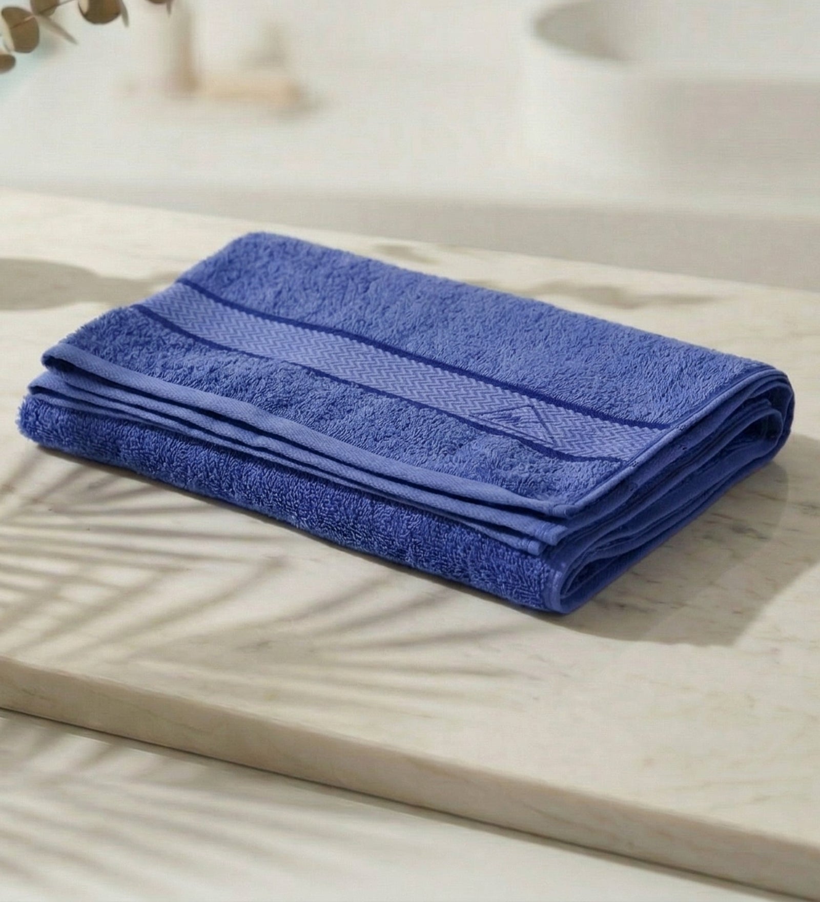 Blue Pure Cotton Solid 450 GSM Bath Towel 1 Piece (Oasis Collection)