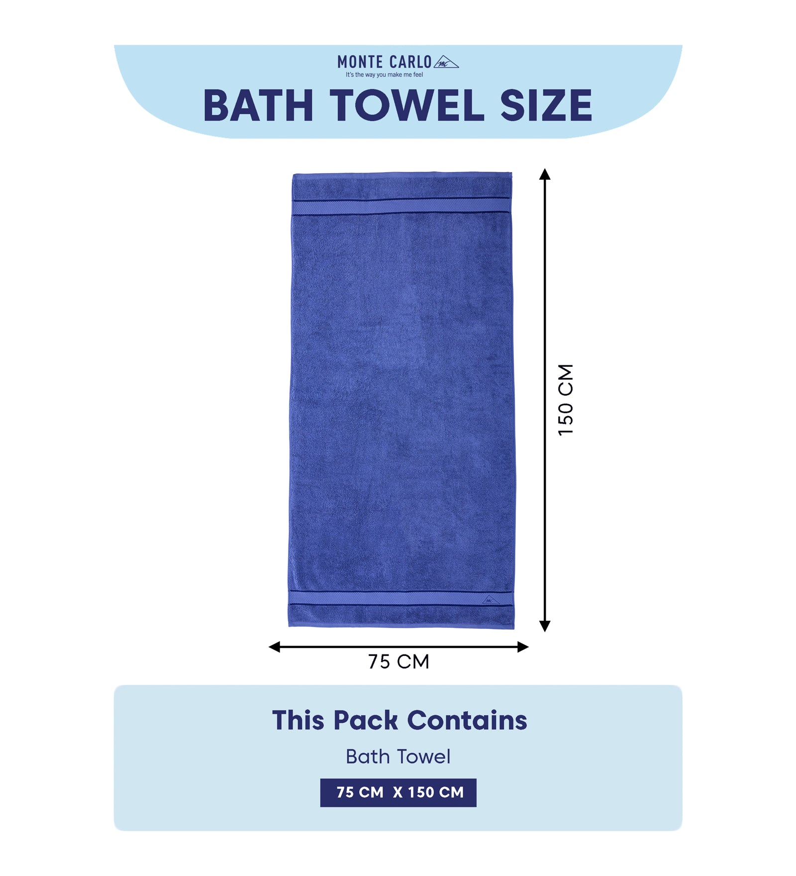 Blue Pure Cotton Solid 450 GSM Bath Towel 1 Piece (Oasis Collection)