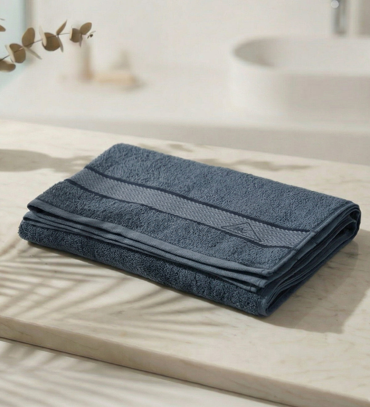 Blue Pure Cotton Solid 450 GSM Bath Towel 1 Piece (Oasis Collection)