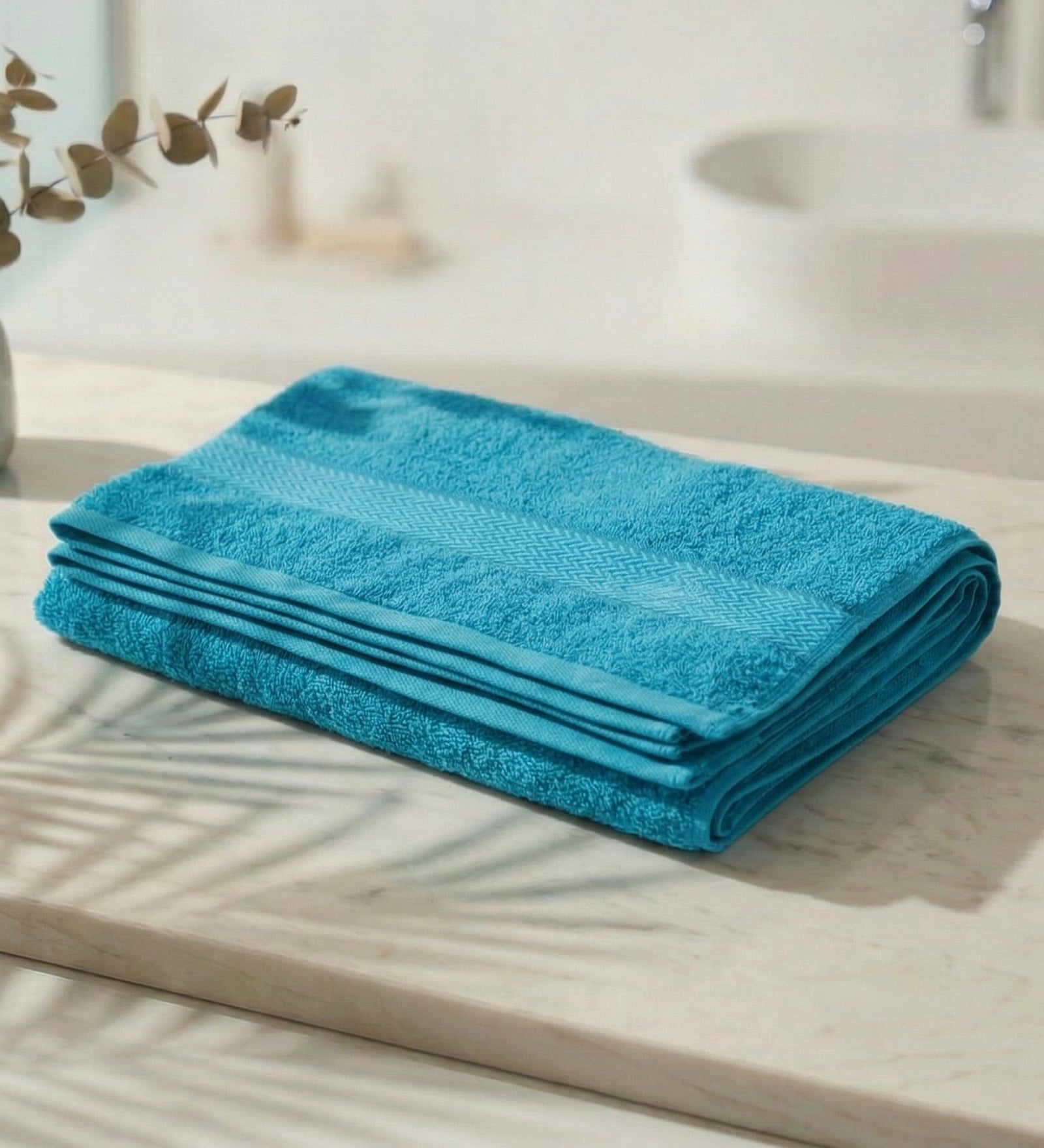 Aqua Blue Pure Cotton Solid 450 GSM Bath Towel 1 Piece (Oasis Collection)