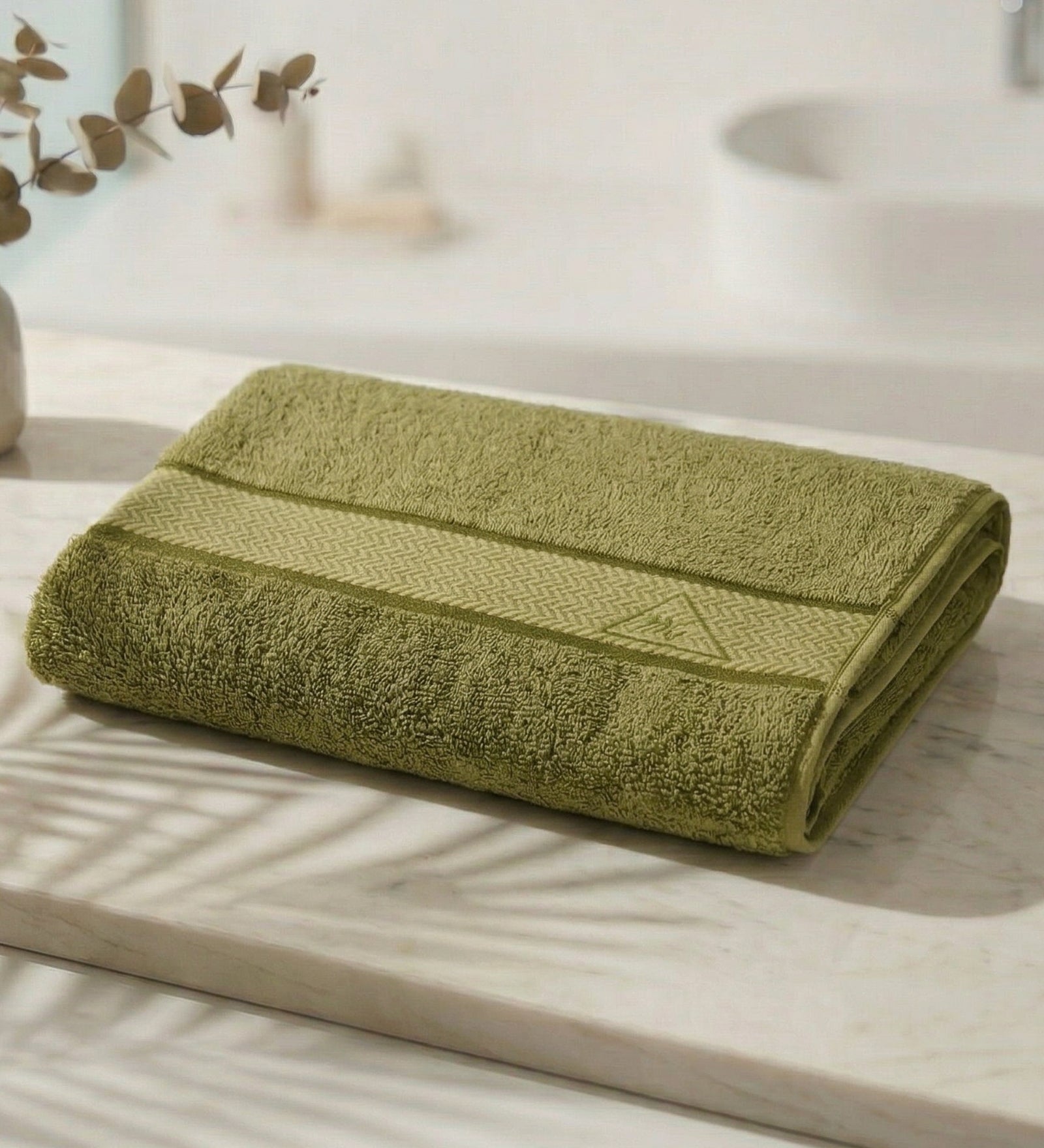 Olive Pure Cotton Solid 450 GSM Bath Towel 1 Piece (Oasis Collection)