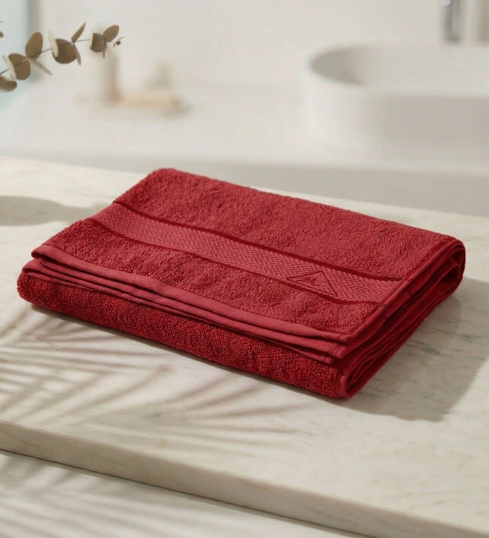 Red Pure Cotton Solid 450 GSM Bath Towel 1 Piece (Oasis Collection)