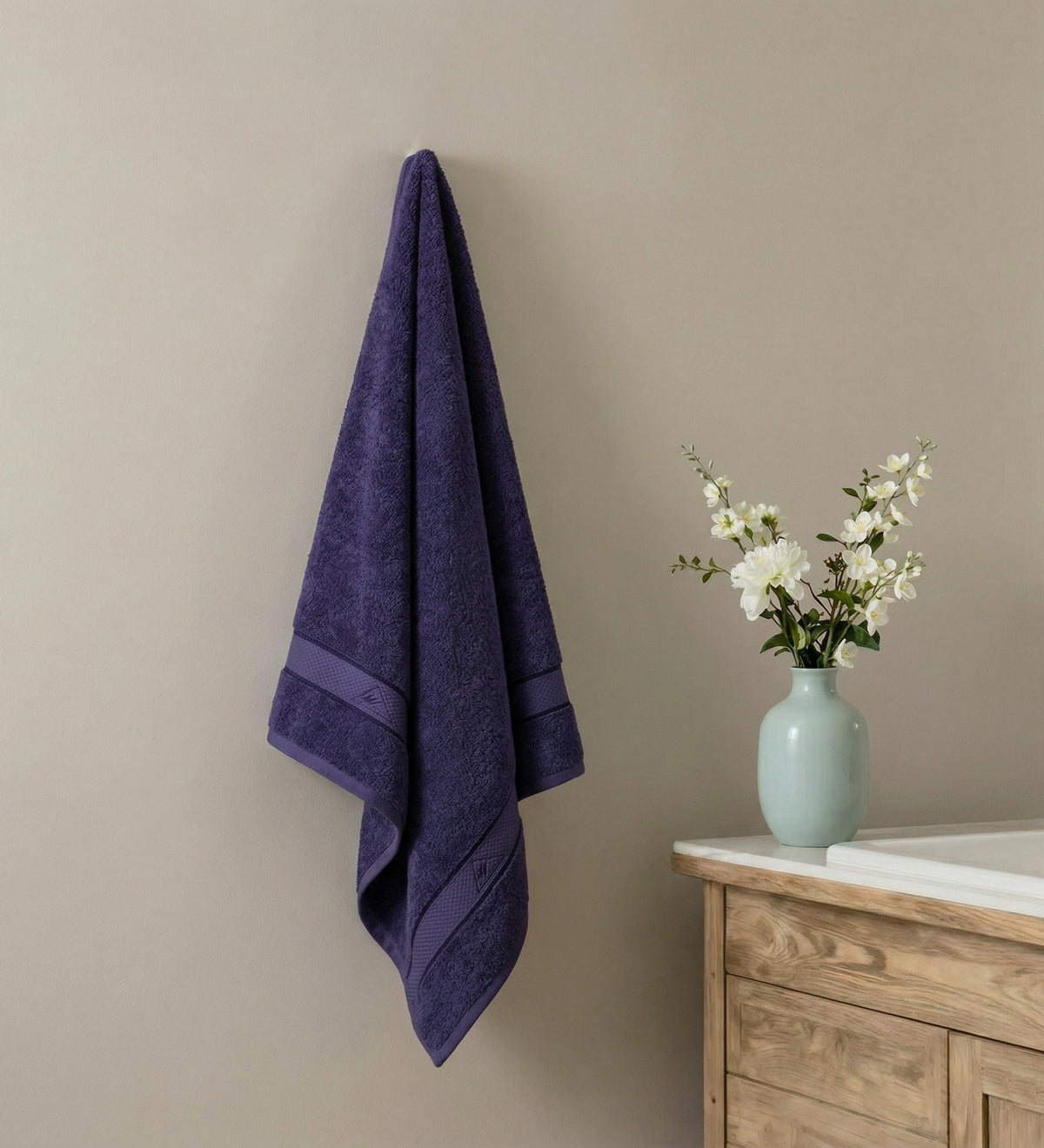 Navy Blue Pure Cotton Solid 450 GSM Bath Towel 1 Piece (Oasis Collection)