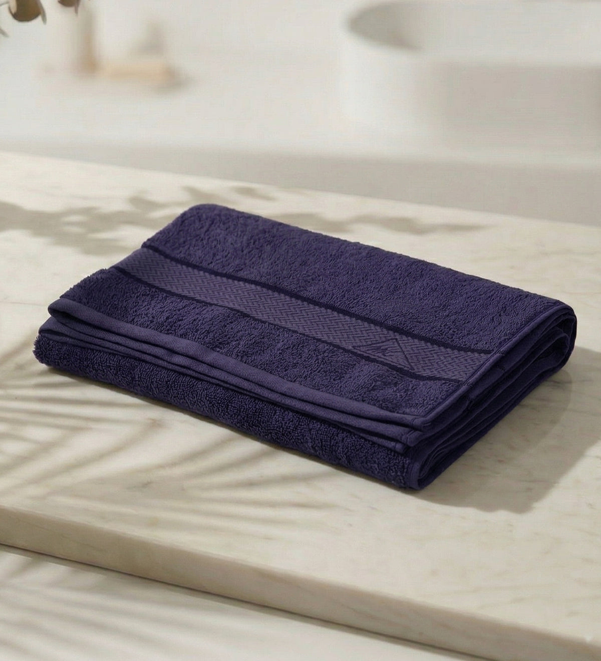 Navy Blue Pure Cotton Solid 450 GSM Bath Towel 1 Piece (Oasis Collection)