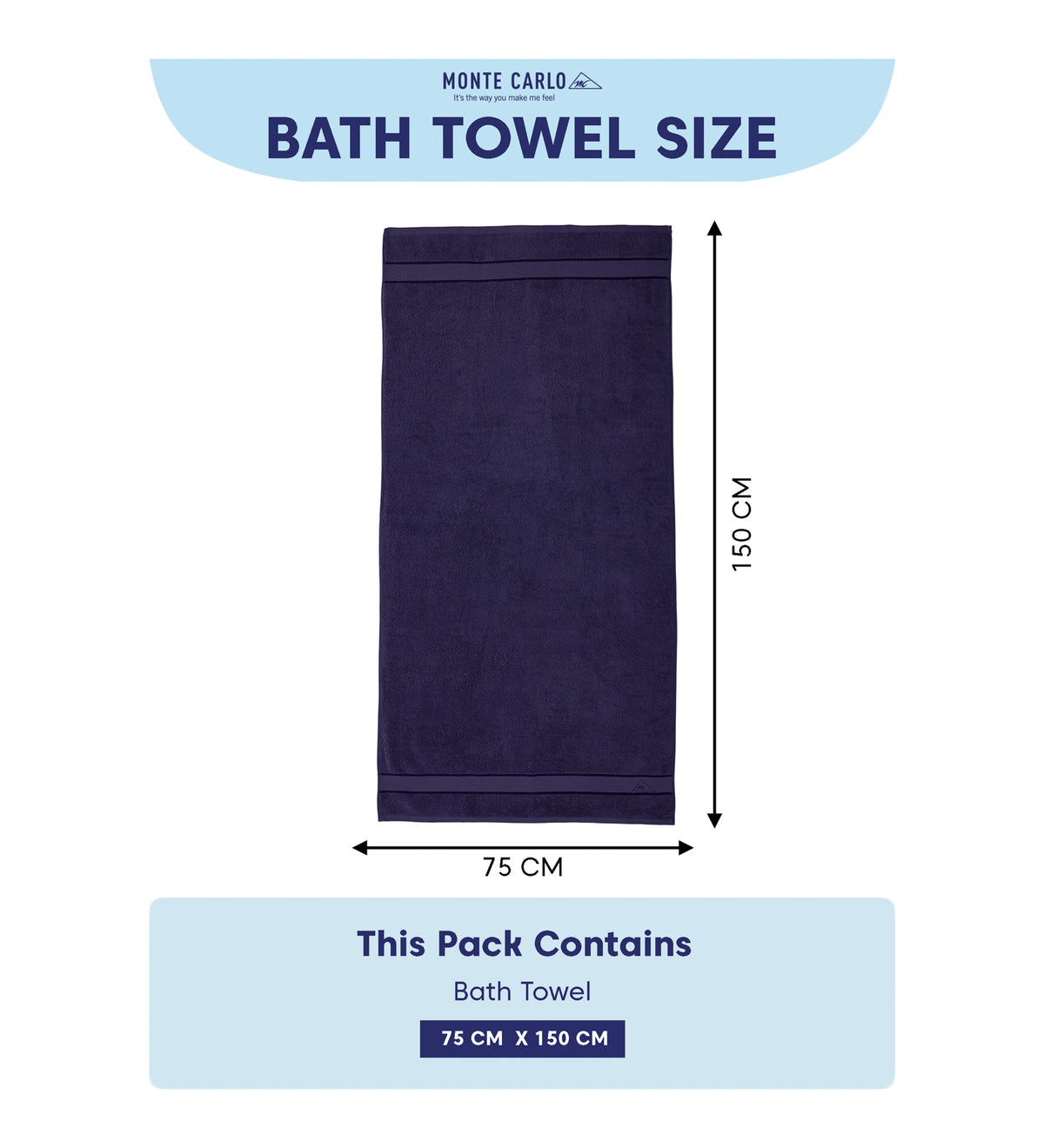 Navy Blue Pure Cotton Solid 450 GSM Bath Towel 1 Piece (Oasis Collection)