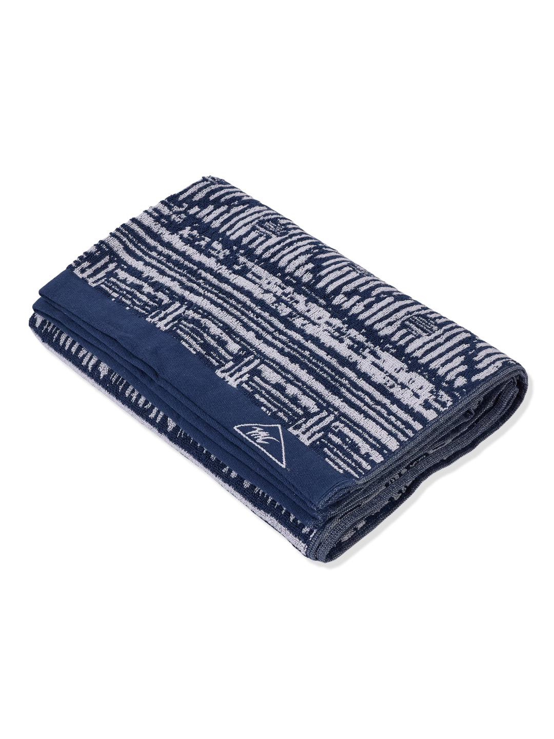 Premium Indigo Blue 100% Cotton Self Design 525 GSM Bath Towel Santorini 1 Pc Pvc Pack