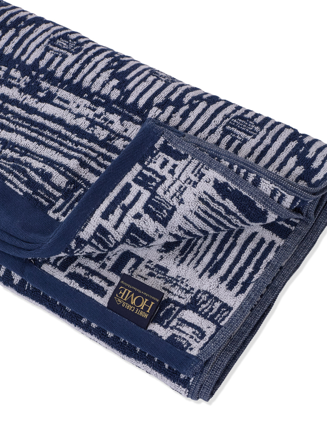Premium Indigo Blue 100% Cotton Self Design 525 GSM Bath Towel Santorini 1 Pc Pvc Pack