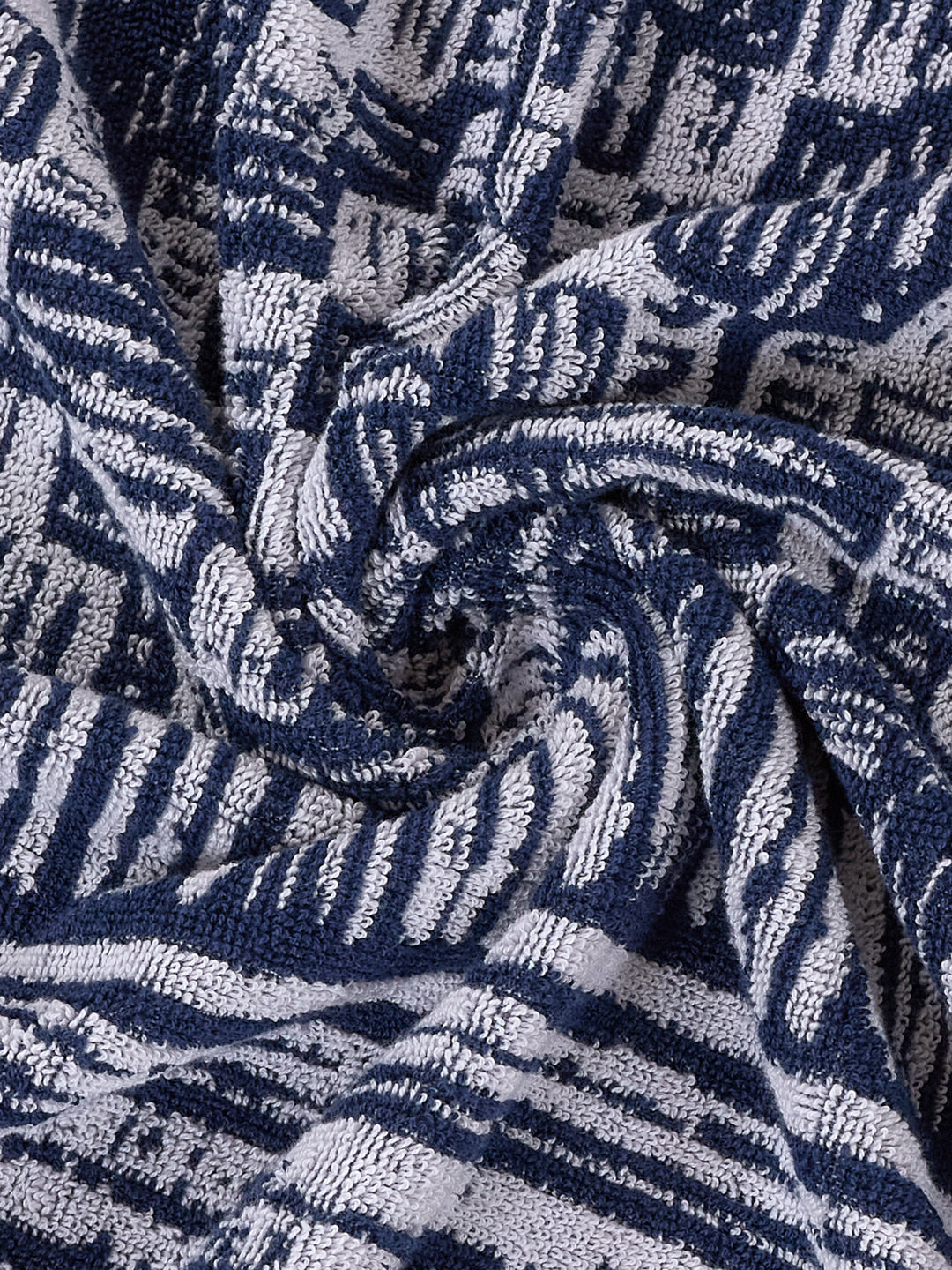 Premium Indigo Blue 100% Cotton Self Design 525 GSM Bath Towel Santorini 1 Pc Pvc Pack