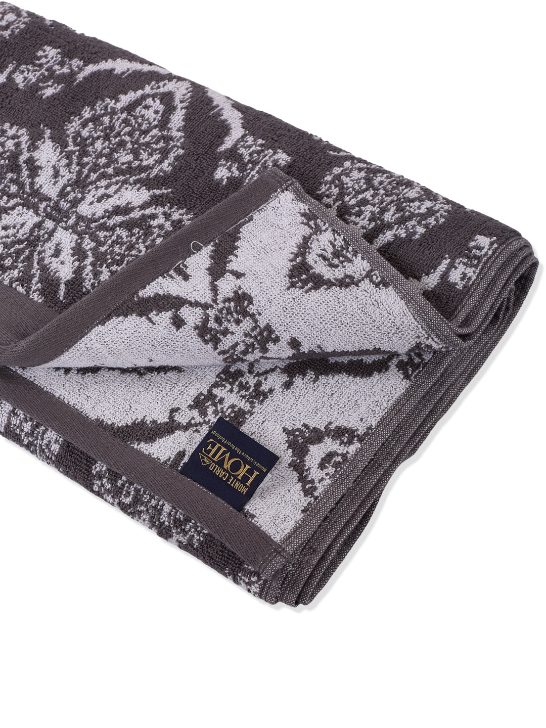 Premium Grey 100% Cotton Self Design 525 GSM Bath Towel Santorini 1 Pc Pvc Pack