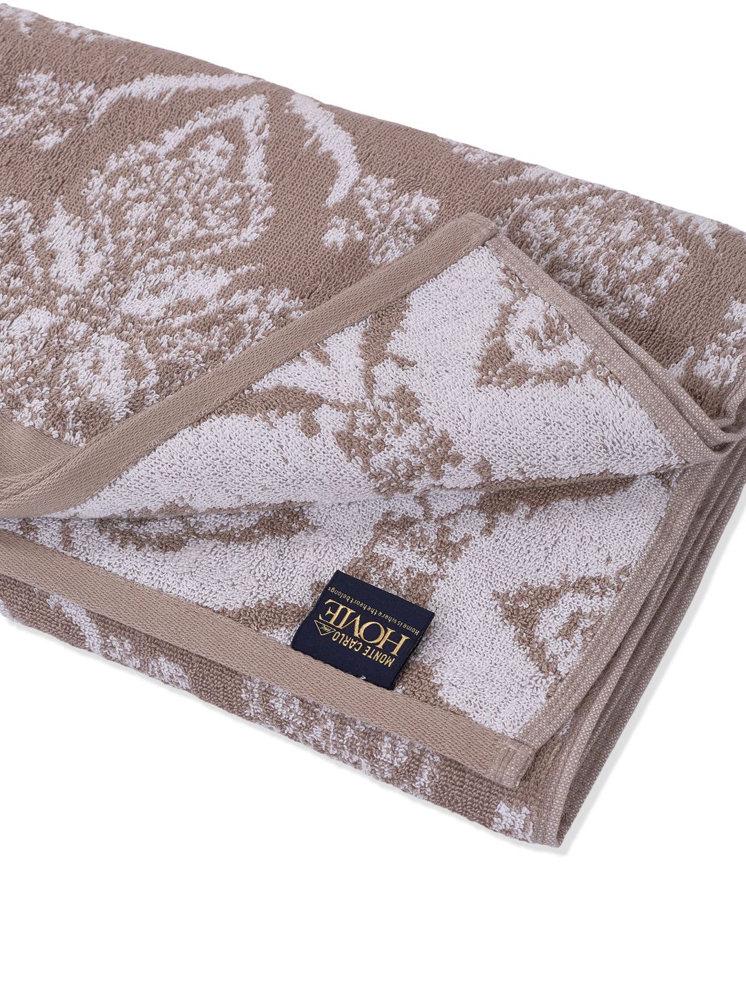Premium Beige 100% Cotton Self Design 525 GSM Bath Towel Santorini 1 Pc Pvc Pack