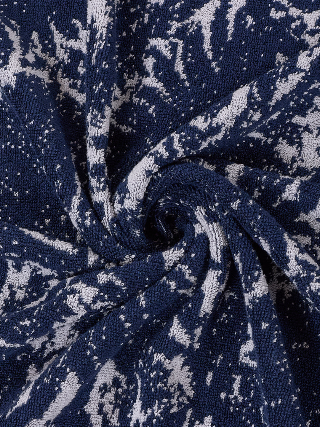 Premium Indigo Blue 100% Cotton Self Design 525 GSM Bath Towel Santorini 1 Pc Pvc Pack