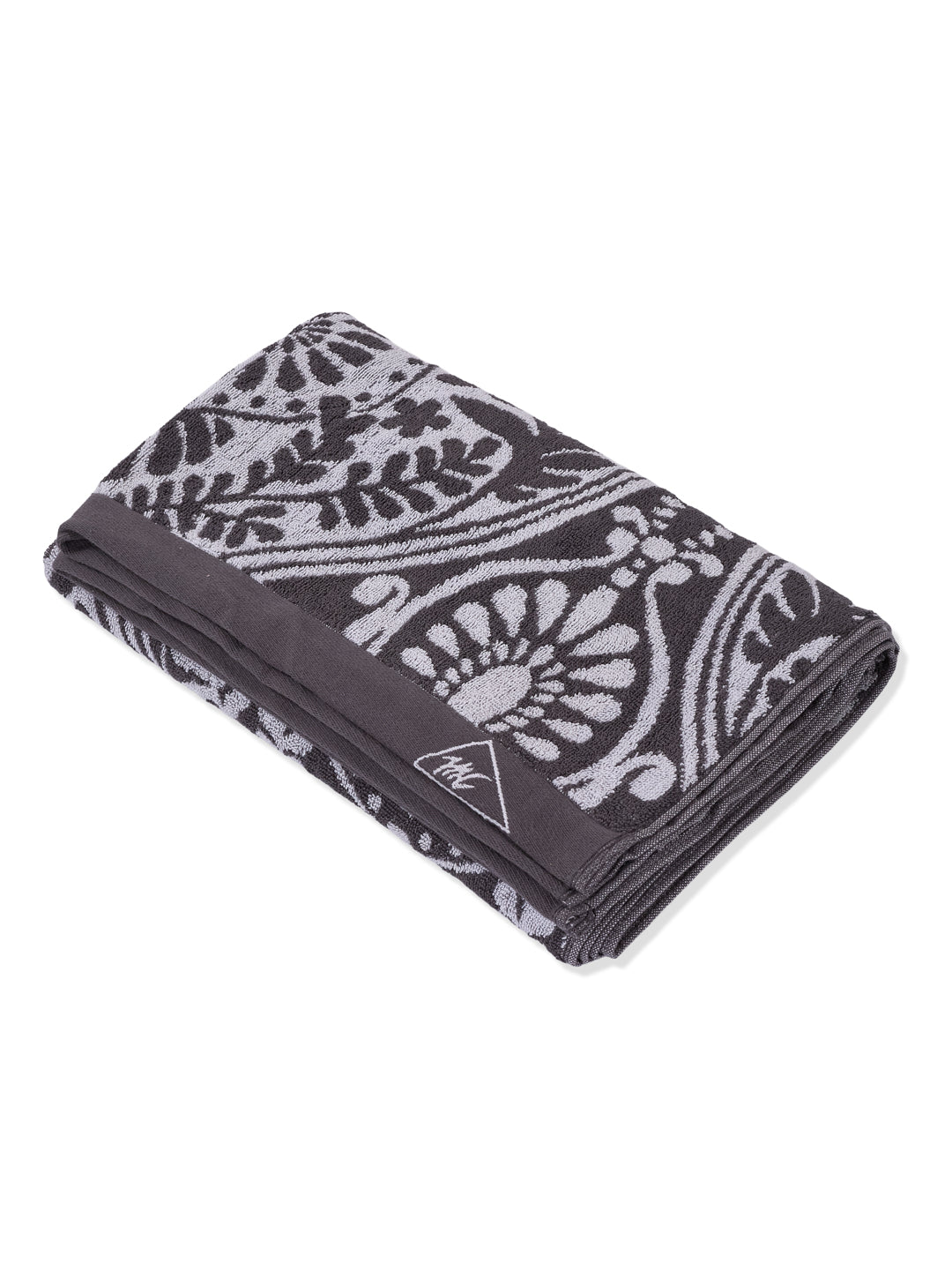 Premium Grey 100% Cotton Self Design 525 GSM Bath Towel Santorini 1 Pc Pvc Pack
