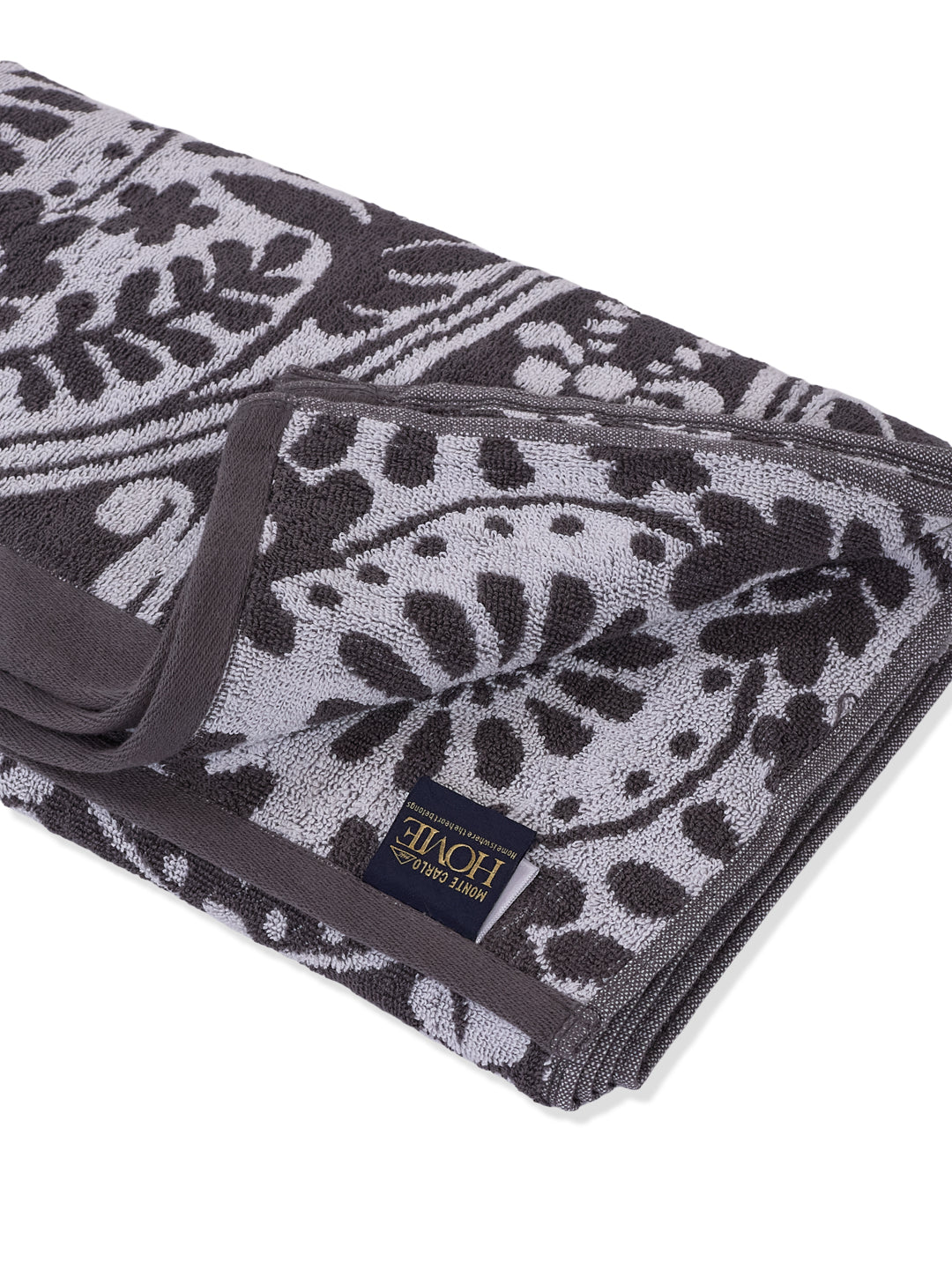 Premium Grey 100% Cotton Self Design 525 GSM Bath Towel Santorini 1 Pc Pvc Pack
