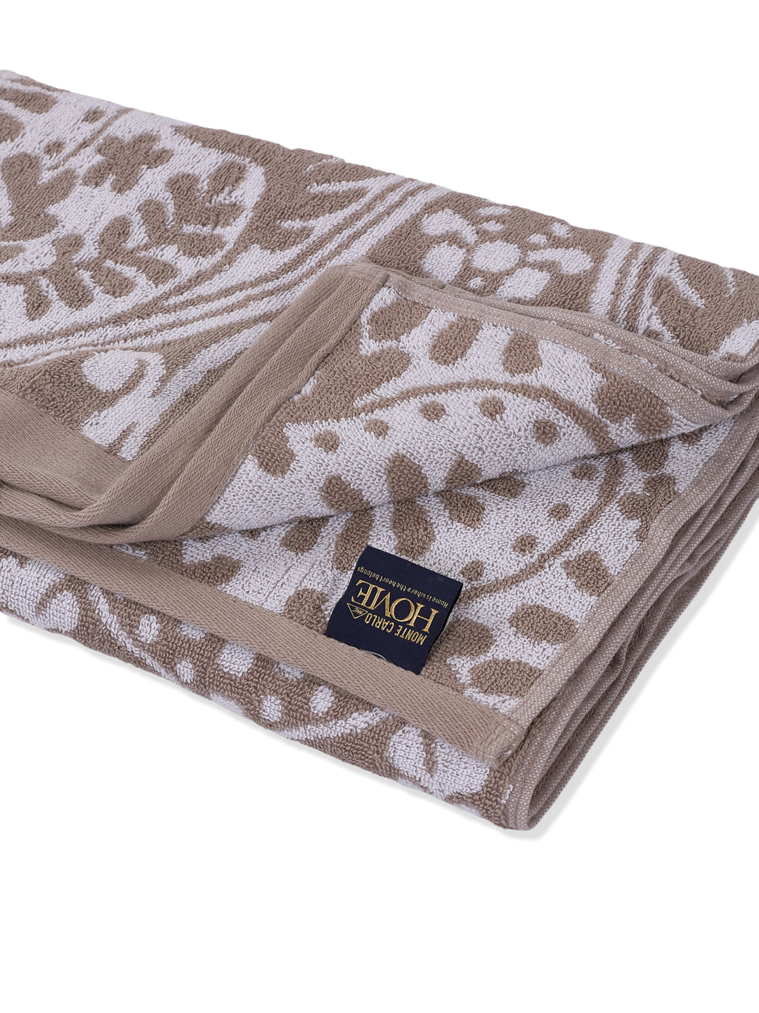 Premium Beige 100% Cotton Self Design 525 GSM Bath Towel Santorini 1 Pc Pvc Pack