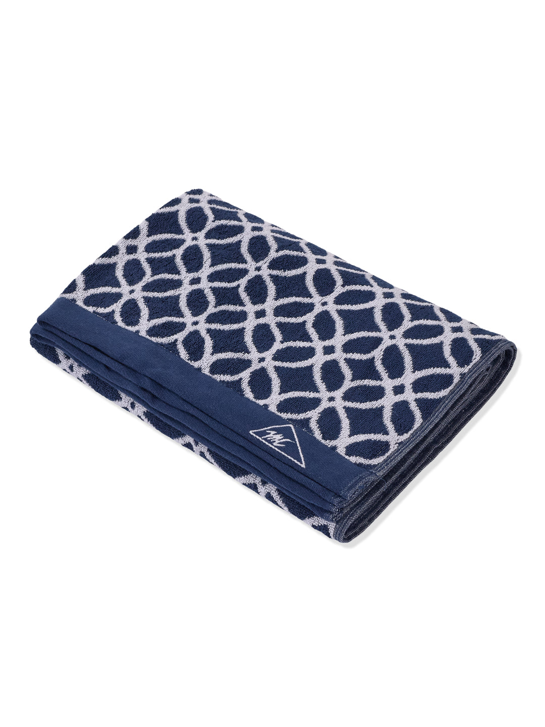 Premium Indigo Blue 100% Cotton Self Design 525 GSM Bath Towel Santorini 1 Pc Pvc Pack