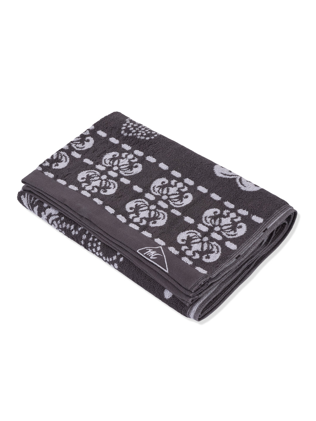 Premium Grey 100% Cotton Self Design 525 GSM Bath Towel Santorini 1 Pc Pvc Pack